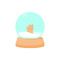 Abstract Flat Cartoon Christmas Ball With Snow Xmas Happy New Year Vector Design Style Element Isolated Protection Concept