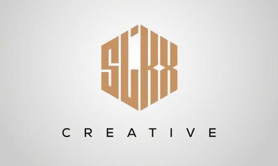 creative polygon SLKX letters logo design, vector template