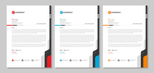 Modern creative business style letterhead template design with abstract vector illustration, corporate logo and icon. Professional company marketing & branding stationary identity cover layout.       
