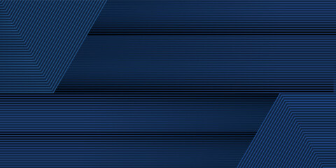 Dark blue background. Modern line stripes curve abstract presentation background. Luxury paper cut background. Abstract decoration, golden pattern, simple using line pattern