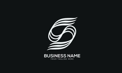 Alphabet S waves minimal monogram vector logo template
