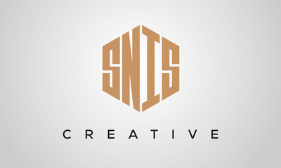 creative polygon SNIS letters logo design, vector template