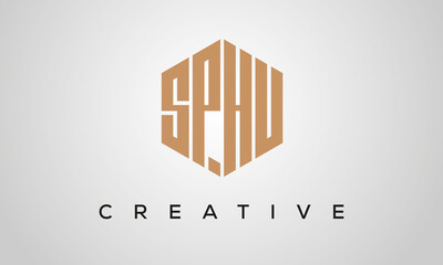 creative polygon SPHU letters logo design, vector template