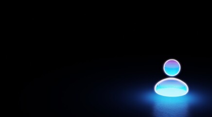 colorful neon glowing application 3d icon in dark background. avatar and administrator. symbol serials. 3d randered.