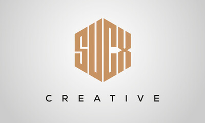 creative polygon SUCX letters logo design, vector template