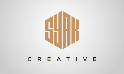 creative polygon SYAK letters logo design, vector template