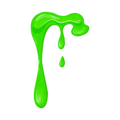  Shiny Green sticky liquid. Children toy. Dripping slime on a white isolated background. Vector cartoon illustration
