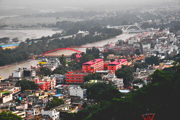 top view, with river and same building in city