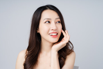 beautiful asian girl portrait, isolated on white background