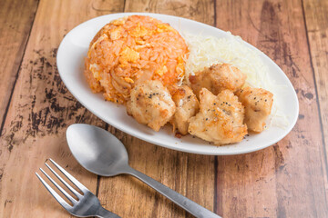 キムチチャーハンと唐揚げ