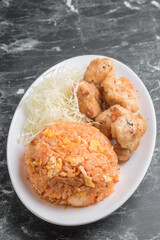 キムチチャーハンと唐揚げ