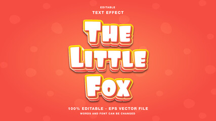 The Little Fox Cartoon 3D Editable Text Effect