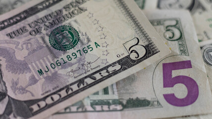 US five dollar banknote closeup
