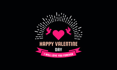 Happy valentines day I will love you forever round circle shapeicon abstract monogram vector logo template