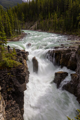 Fototapeta na wymiar Upper Sunwapta Falls in Jasper National Park, Canada