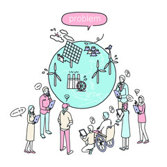 再生可能エネルギーの問題を考える人々　ダイバーシティ