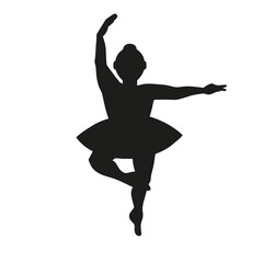 Silhouette of a full ballerina in a tutu standing in a pose. © Sofiya