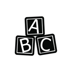Alphabet puzzle blocks silhouette black vector. ABC icon.