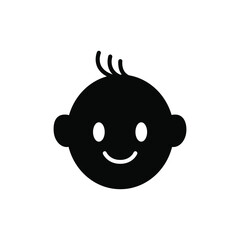 Baby boy face head silhouette black vector design