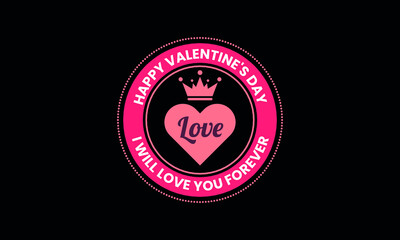 Fototapeta na wymiar Happy valentines day I will love you forever round circle shapeicon abstract monogram vector logo template