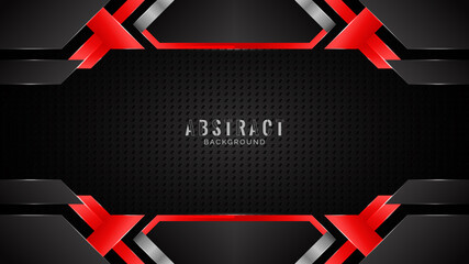 Modern black and red abstract geometric shapes background design template, gaming background template design  © TanmoyTopu