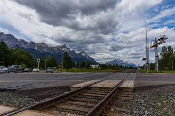 Canadian Pacific Railway Line Crossing Town of Canmore