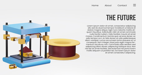 Home Page. This illustration is technology themed. 3d printers are a technological advancement that will continue to evolve