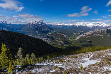 Fototapeta na wymiar Banff Town view from Sulphur Mountain in Alberta, Canada