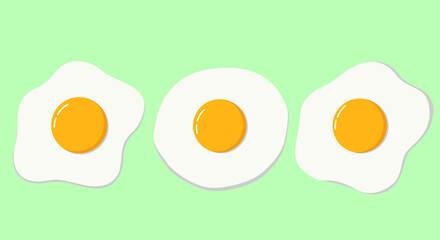 Set of scrambled eggs on a green background. Vector illustration