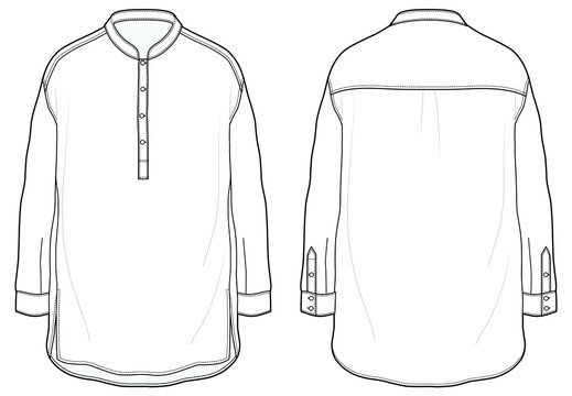 Shirt nehru collar technical fashion... - Stock Illustration [74303317] -  PIXTA