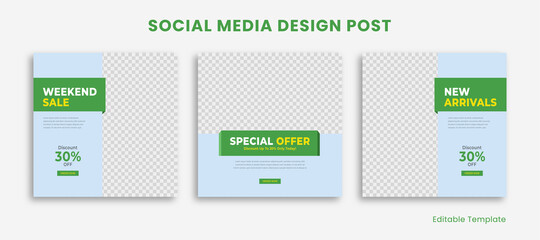 Set of Editable Template Social Media Instagram Design Post With Rectangle Frame, Blue and Green Color Theme.
Suitable for Post, Sale Banner, Ads, Promotion Product, Business, Company, Fashion, etc