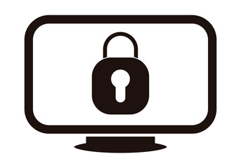 Icono de pantalla negra con candado cerrado.