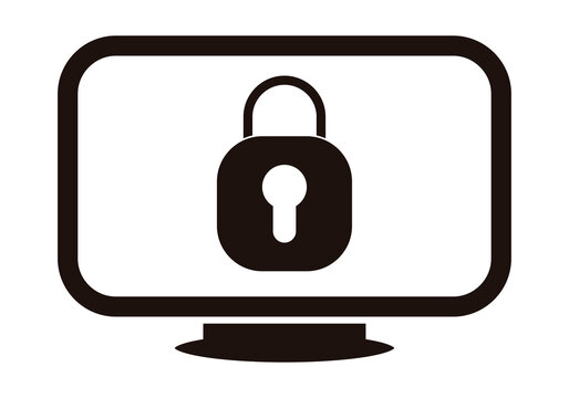 Icono de pantalla negra con candado cerrado.