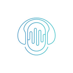 Simple icon podcast logo design. Modern minimal podcast radio logo vector design.