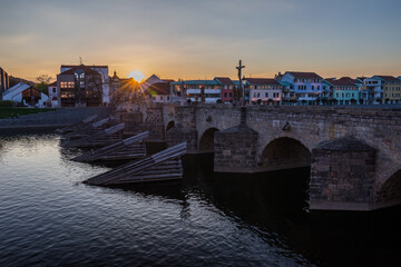 Obraz premium The oldest stone bridge in czech, Pisek, Czech Republic