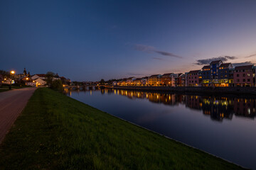 Fototapeta premium The new part of Town Pisek in the Night, Czech Republic
