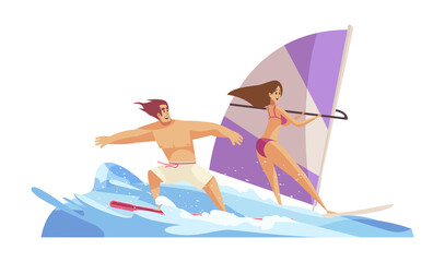 Wind Surfing Couple Composition