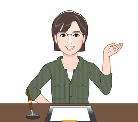 作業着を着た若い女性
