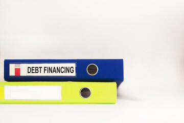 Debt financing is shown on the business photo using the text