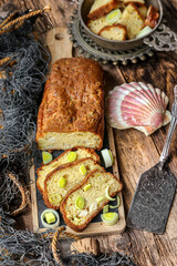 cake aux noix de saint-jacques et poireaux