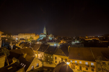 Fototapeta premium View of Cesky Krumlov at night, Czech Republic. UNESCO World Heritage Site.