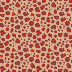 Full seamless red cheetah animal skin pattern. Design for textile fabric print. Suitable for fashion use.