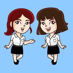 Thailand university girls uniform present pose