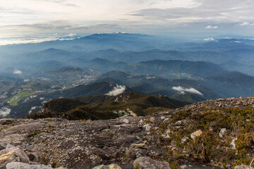 Trail to the top of Mt. Kinabalu on a cloudy day