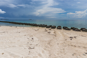 Trail of a seaturtle on a beach, Turtle Island, Borneo
