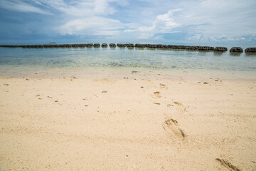 Fototapeta na wymiar Beach with breakwater,Turtle Island, Borneo