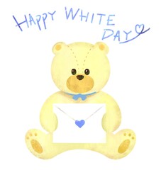 ラブレターを持った白クマのぬいぐるみ　ホワイトデー