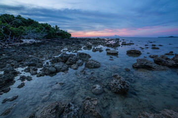Long exposure during low tide with exposed coral on Turtle Island, Borneo