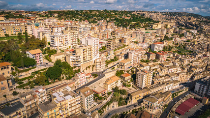 Beautiful View of Modica City Center frome Above, Ragusa, Sicily, Italy, Europe, World Heritage Site