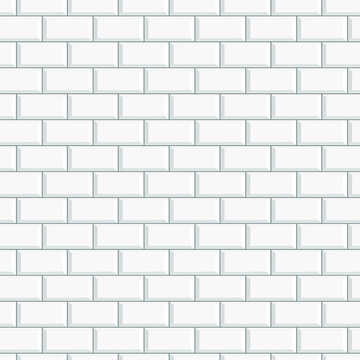 Wall of white rectangular bricks, seamless pattern. Vector illustration, realistic design, eps 10.